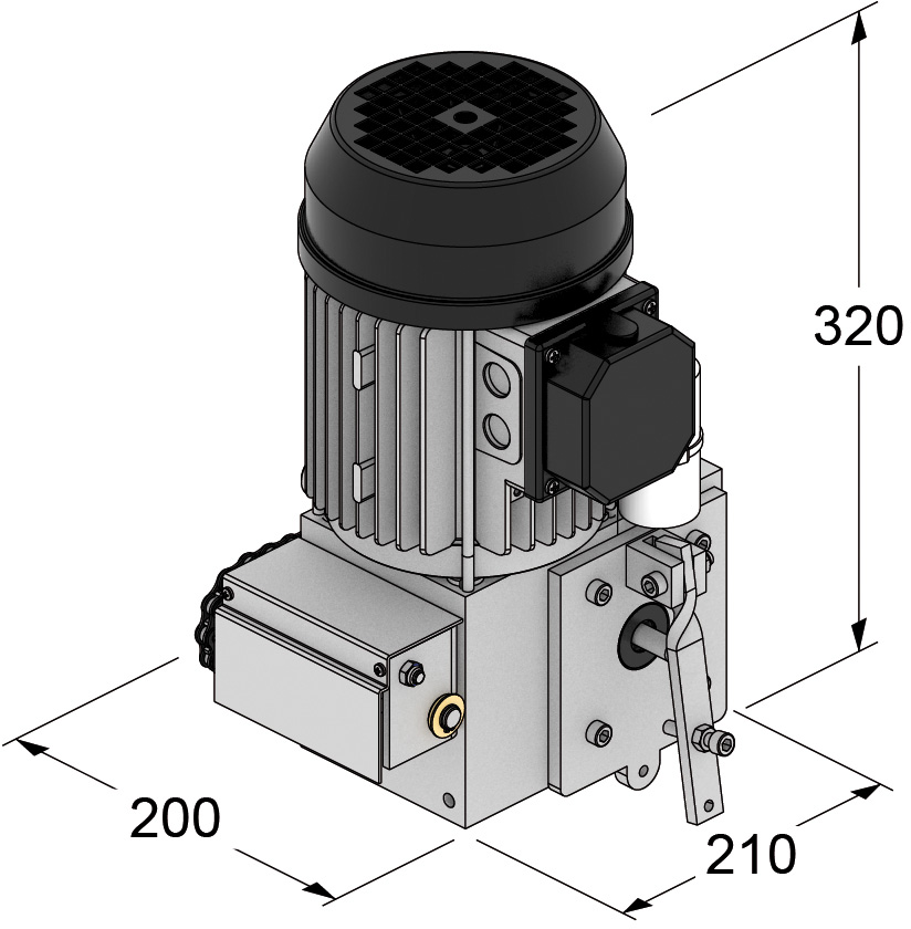230 Volt. Automatisme pour portes coulissantes ou pliantes max 1000 kg. Vitesse10,3 m/min