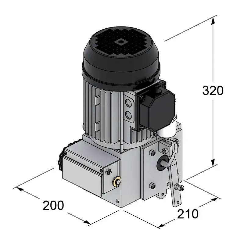 400 Volt. Automação para portões de correr ou fole de aplicação industrial até 1500 kg. Velocidade 10,3 m/ming